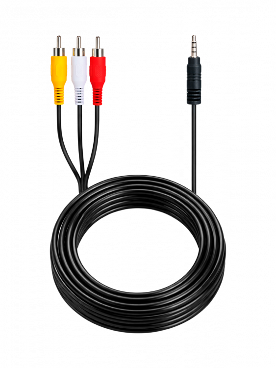 Кабель аудио 3 тюльпана соединительный 3хRCA джек/Jack 3.5, 1.5 метра Орбита OT-AVC01